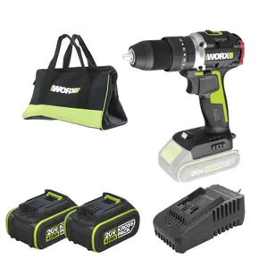 מקדחה 20V | שתי סוללות 4AH ומטען  | WORX | WU369