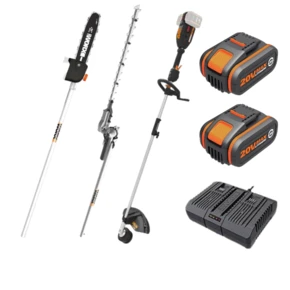 סט כלי גינון מסור שרשרת גוזם גדר חי חרמש+2 סוללות 4Ah+מטען